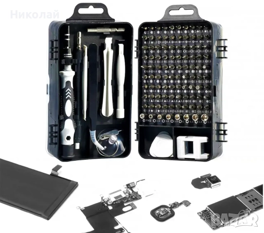 Комплект инструменти AIDA A-115in1, дръжка, 99 бита, 2 удължителя, магнетизатор, SIM ключ