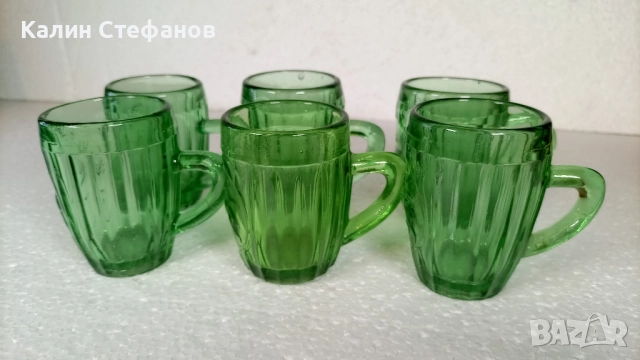 Ретро чаши от едно времешните сладкарници за най-малката боза с инкрустация еленче, 6 бр, снимка 8 - Антикварни и старинни предмети - 51516672