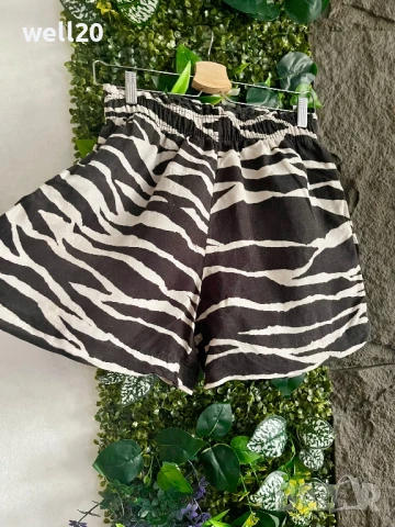 Къси ленени панталонки Зебра H&M
