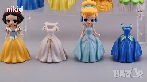 6 принцеси Бел Снежанка Ариел Алиса пластмасови фигурки събличащи рокля играчки обличаща рокли, снимка 2 - Фигурки - 36792826