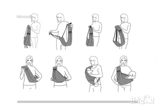 Бебешки слинг с 5 позиции за носене 0-24 месеца, снимка 5 - Кенгура и ранички - 52093219
