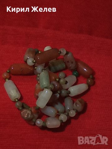 СТАРО СКЪПОЦЕННО КОЛИЕ ОГЪРЛИЦА - МЛЕЧЕН КВАРЦ КАРНЕОЛ НЕФРИТ АХАТ РЪЧНА ИЗРАБОТКА 27946, снимка 14 - Антикварни и старинни предмети - 37096740