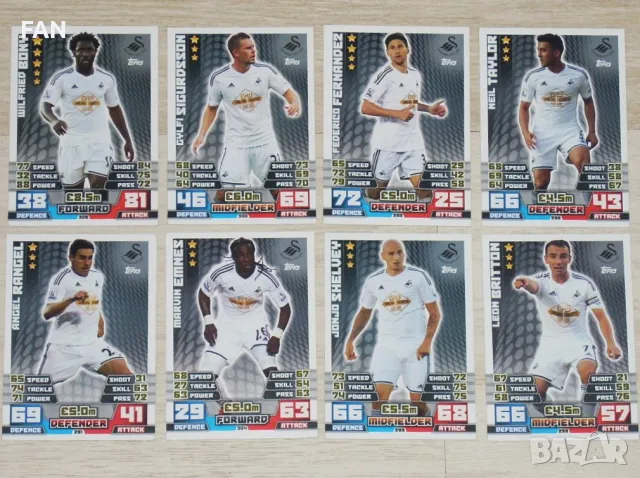 Комплект от 100 бр. футболни карти МАЧ АТАКС от Висшата лига 2014/15 Манчестър Юнайтед, Челси, Сити, снимка 9 - Фен артикули - 49423469
