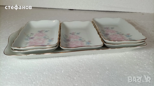 Комплектче за мезета, голяма и 5 малки, правоъгълни чинии, снимка 3 - Чинии - 52887697