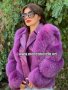 Луксозно дамско палто естествен косъм лисица и естествена кожа код 43