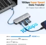 НОВ ЗАПЕЧАТАН НЕОТВАРЯН NOVOO 6 в 1 USB C хъб с USB C 3.2 10Gbps, 4K HDMI, 2 USB-A, 3.5 мм аудио..., снимка 3