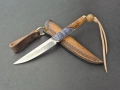 Компактен ловен нож,фултанг дамаска стомана с кожена кания, LN426, снимка 15