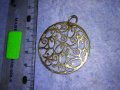 ВЕЛИКОЛЕПЕН СРЕБЪРЕН с ДЕБЕЛА РЕАЛНА ПОЗЛАТА ФЛОРАЛЕН АРТ МЕДАЛЬОН СРЕБРО 925 АЖУРНА ИЗРАБОТКА 27628, снимка 12