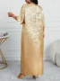 Дълга Арабска Рокля с Бляскав Ефект / Блестящи Отражения Течно Злато - XL / XXL, снимка 2