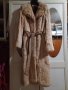 Дълго кожено палто - бежово с розово, снимка 2