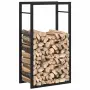 vidaXL Стойка за дърва за огрев, черен мат, 50x28x94 см, стомана, снимка 4