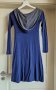 Плетена синя рокля с качулка, снимка 3
