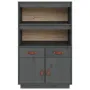 Висок шкаф, сив, 67x40x108,5 см, борово дърво масив, снимка 5
