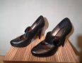 Нови черни кожени обувки на ток 38 номер, снимка 1 - Дамски елегантни обувки - 29214318