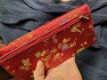 Голямо  портмоне от КОПРИНА,  японски стил, бордо на цветя, снимка 3