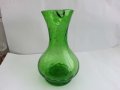Стара стъклена кана цветно зелено стъкло, снимка 5