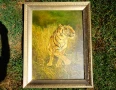 Картина Тигър,масло върху фазер,подпис,рамка. , снимка 2