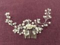 Аксесоар за коса – сребрист, с перли и кристали за сватба, бал, парти, снимка 5