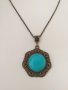 Красиво колие в старинен филигранен стил с голям Тюркоаз , снимка 3