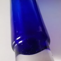 синя прозрачна ваза стъкло, снимка 5 - Вази - 31398182