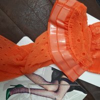  Оранжеви мрежести чорапи със сатенен ластик , снимка 7 - Бельо - 34740264