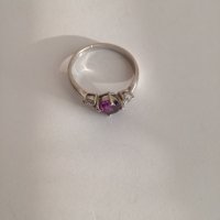 Сребърен пръстен с аметист - 925 сребро, снимка 2 - Пръстени - 30749190