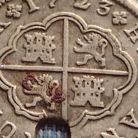 Сребърна монета 2 реала 1723г. Филип пети Сеговия Испания 13683, снимка 2 - Нумизматика и бонистика - 42900075
