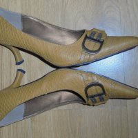 Елегантни дамски обувки цвят охра. № 38, , снимка 1 - Дамски елегантни обувки - 30550400