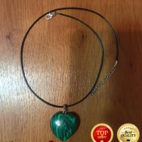 Ново колие каишка медальон с висулка любовно сърце от красив минерал малахит модни бижута за подарък, снимка 12 - Колиета, медальони, синджири - 38325788