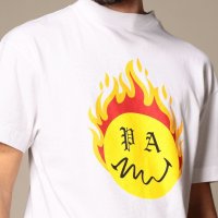 PALM ANGELS Smiley Burning Head Logo Print Мъжка Тениска size XL (L), снимка 1 - Тениски - 34960309