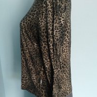 Еластична блуза в зелен леопардов принтер "tru" / голям размер , снимка 4 - Блузи с дълъг ръкав и пуловери - 40537039