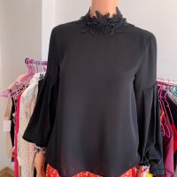 Черна блуза риза Zara , снимка 3 - Блузи с дълъг ръкав и пуловери - 40818802