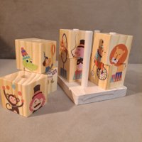 НОВИ!  Дървени кубчета пъзел за нанизване Животните от цирка, снимка 4 - Игри и пъзели - 38497861