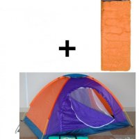Триместна палатка + спален чувал, снимка 1 - Къмпинг мебели - 33137264
