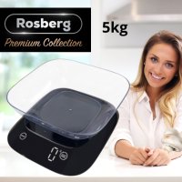 Кухненска Везна с купа Rosberg Premium, 5кг , LED екран, Черен, снимка 1 - Електронни везни - 44303336