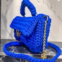 Дамска ръчно плетена модерна синя чанта, снимка 3 - Чанти - 40828980