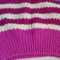 Детски ръчно плетен пуловер нов лилав 12 - 14 год, снимка 3 - Детски пуловери и жилетки - 36617214