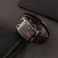 ILOVEDIY LED часовник, модерен дизайн, неръждаема стомана, черен бинарен светещ LED електронен , снимка 2 - Мъжки - 40437509