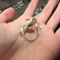 масивен сребърен пръстен с хром диопсид №324 подходящ за подарък, снимка 4 - Пръстени - 44602092