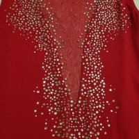 Червена рокля с камъни , снимка 2 - Рокли - 34959819