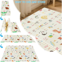 4134 Сгъваемо детско килимче за игра, топлоизолиращо 180x200х1см - модел Животни в самолет и азбука, снимка 5 - Други - 44793278