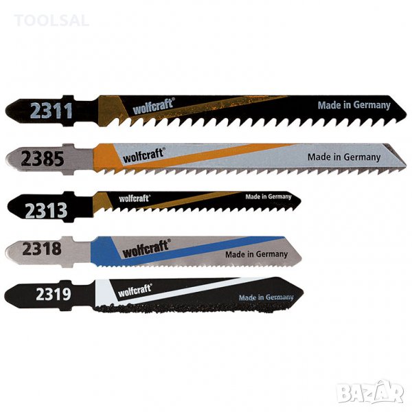 Нож Wolfcraft за зеге комплект 5 бр., 5 бр., Т-захват, криволинейно, праволинейно, снимка 1