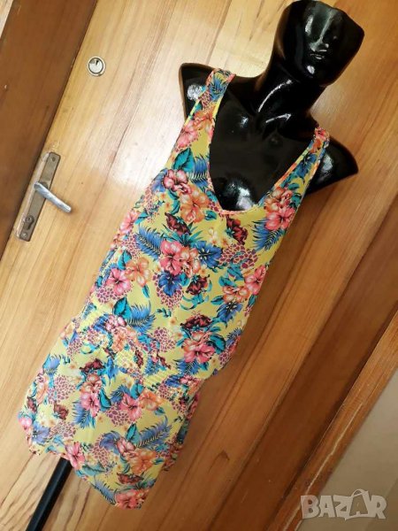 Прозрачна цветна рокля за плаж Л, снимка 1