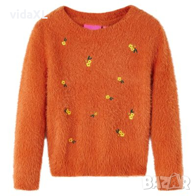Детски плетен пуловер, опушено оранжев, 128（SKU:14945, снимка 1