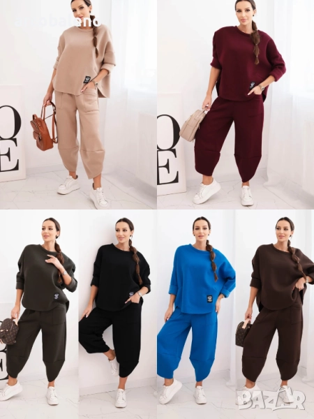 Дамски комплект от по-дебел материал с широки крачоли, 7цвята , снимка 1