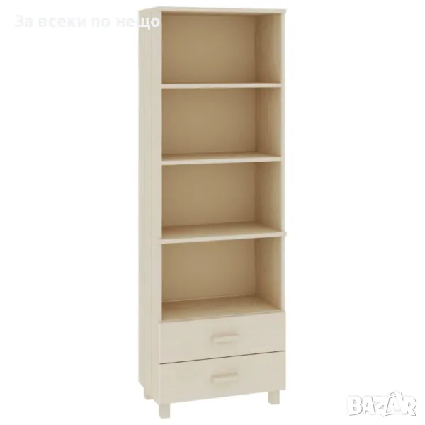 Висок шкаф, меденокафяв, 60x35x180 см, борово дърво масив, снимка 1