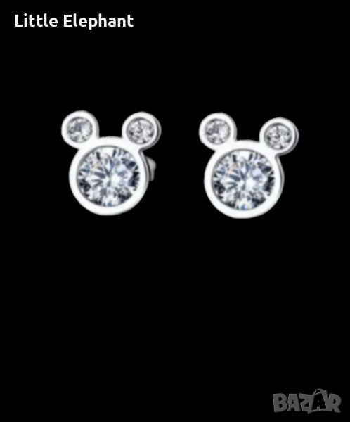 Сребърни обеци Дисни серия Мини,white clear/нови, снимка 1