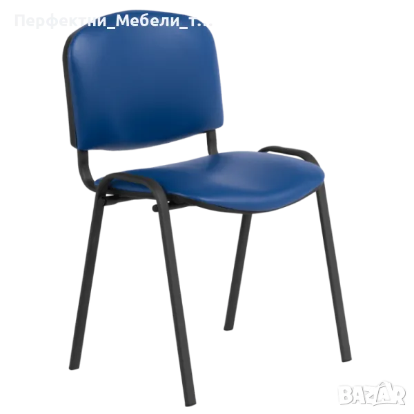 Стол в синя/черна еко кожа за футболни фенове на ЛЕВСКИ-посетитеслки стол,кожен стол Исо, снимка 1