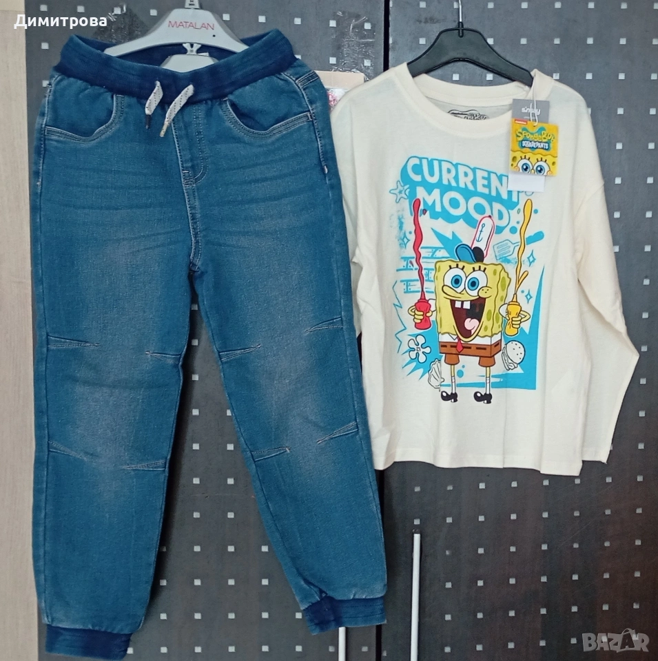 дънки и нова блузка размер 5-6г 116см, снимка 1