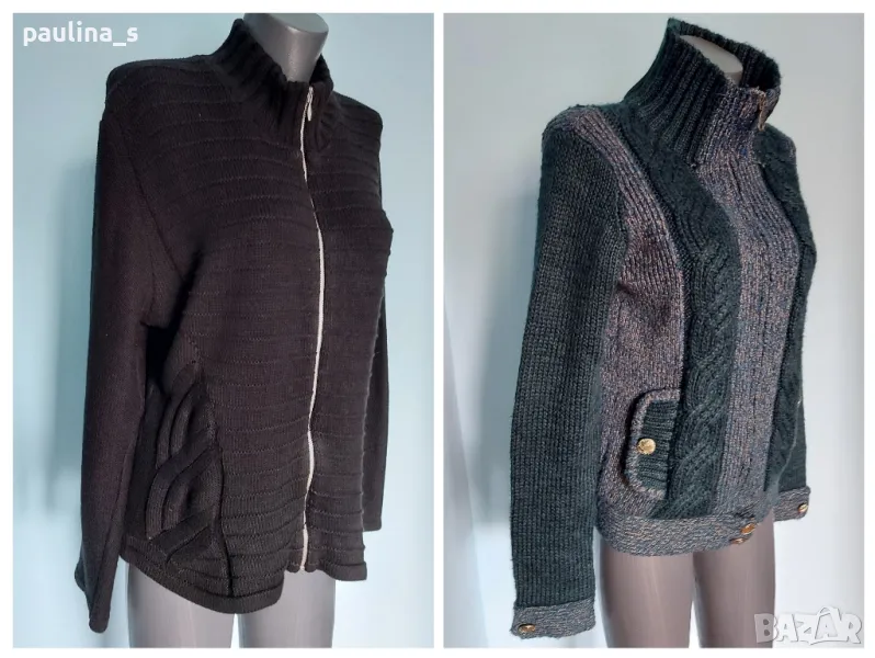 Два броя/Маркова жилетка / Черна памук "Skovhuus" и зелена "Vila" вълна и рами / голям размер , снимка 1